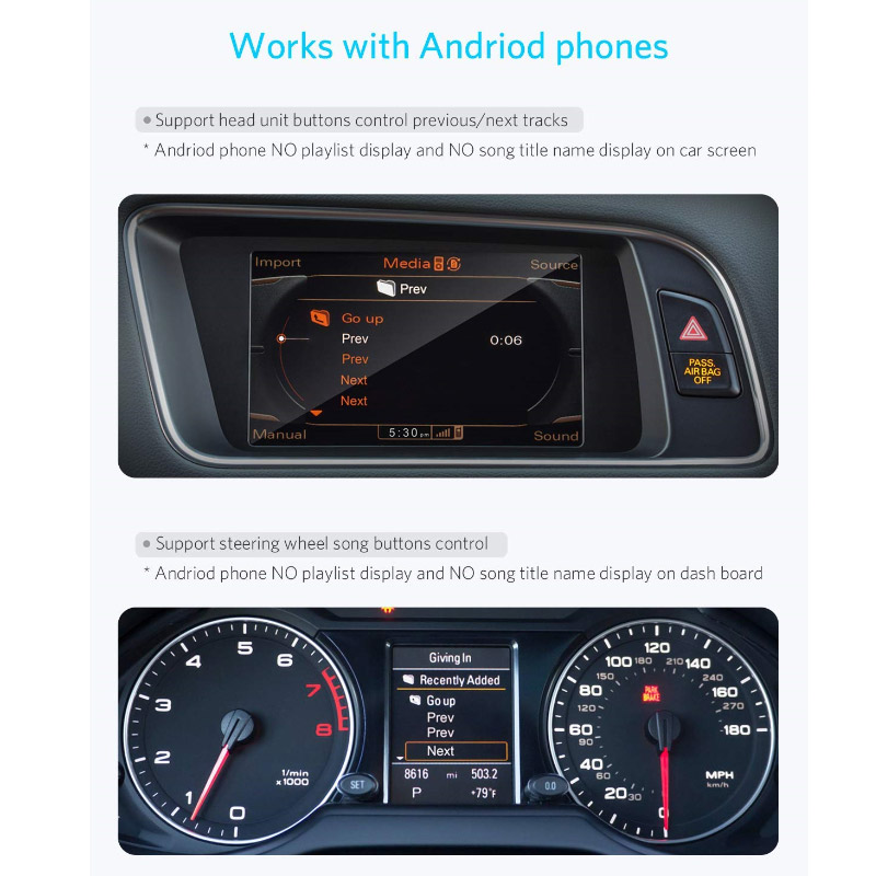 Bluetooh streaming adapter voor Audi AMI aansluiting, o.a. Spotify, Deezer, Pandora Bluetooh streaming adapter voor Audi AMI aansluiting, o.a. Spotify, Deezer, Pandora