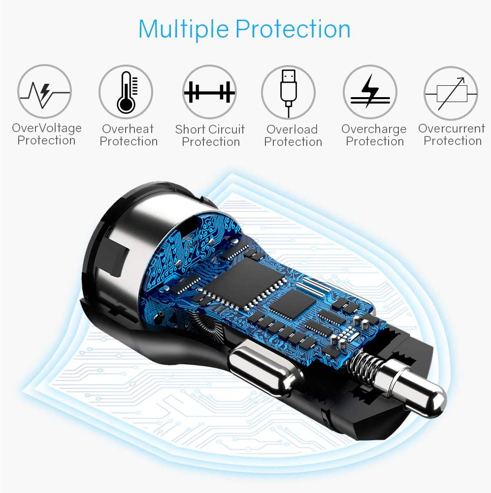 Dual USB autolader met 3.0 QC (quick charge van Qualcomm), 5.4A, 30W, zwart Dual USB autolader met 3.0 QC (quick charge van Qualcomm), 5.4A, 30W, zwart