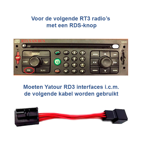 RD3 naar RD4 adapter voor RT3 VAN-BUS radio's met een RDS-knop RD3 naar RD4 adapter voor RT3 VAN-BUS radio's met een RDS-knop