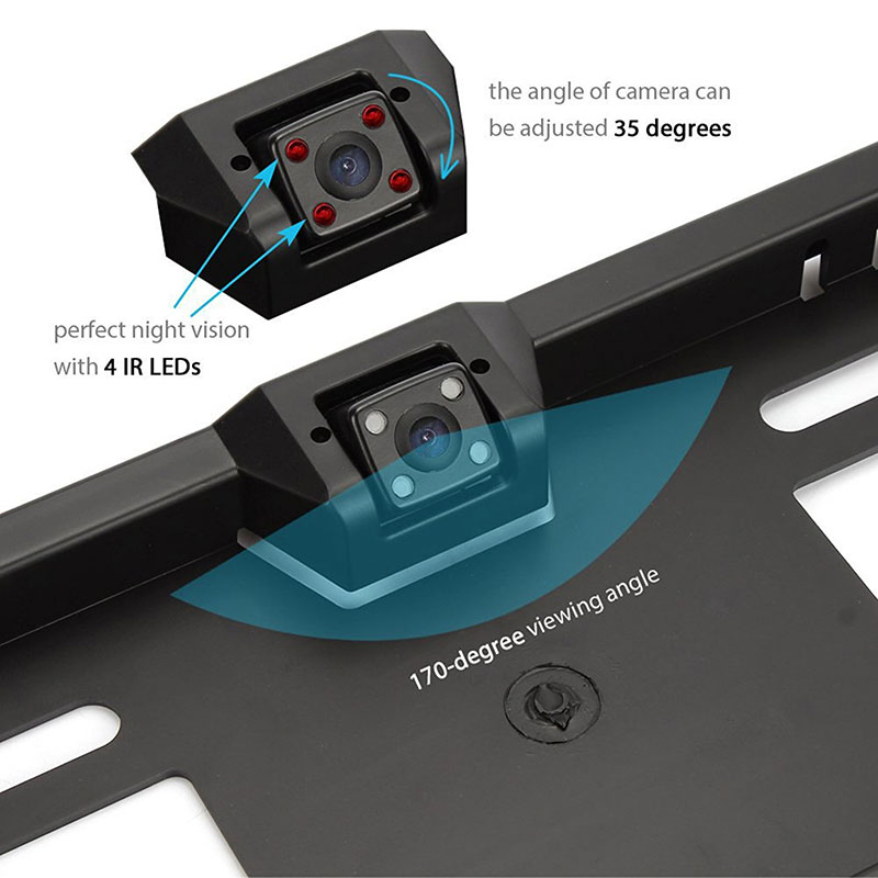 Kentekenplaat achteruitrij HD camera met nachtzicht Kentekenplaat achteruitrij HD camera met nachtzicht