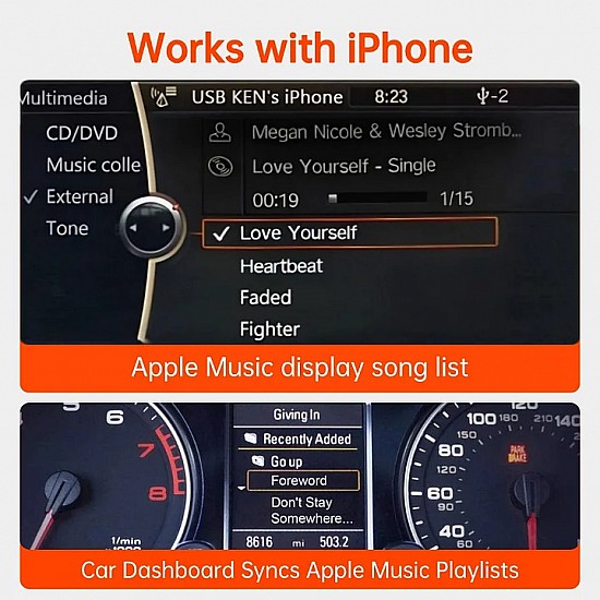 Bluetooth streaming adapter for BMW / Mini Cooper iDrive systems. Spotify, Dezzer, Pandora..