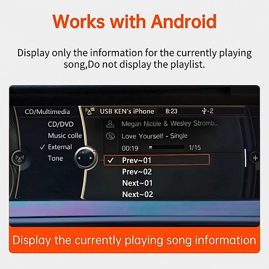 Bluetooth streaming adapter for BMW / Mini Cooper iDrive systems. Spotify, Dezzer, Pandora..