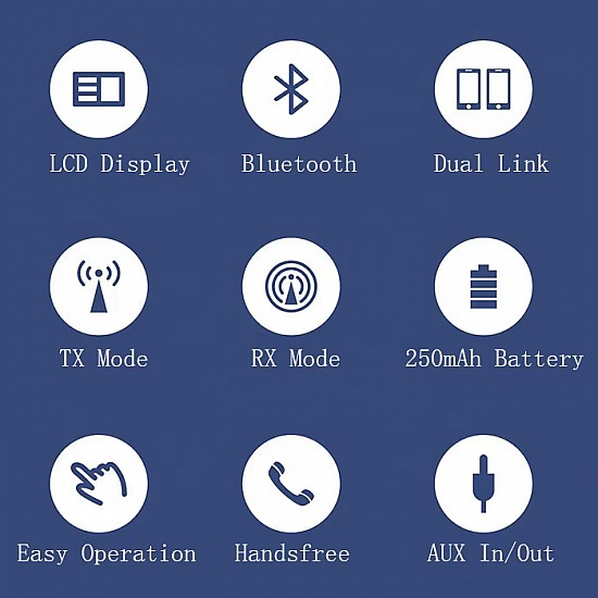 Bluetooth to AUX interface adapter for wireless music streaming and hands-free calling