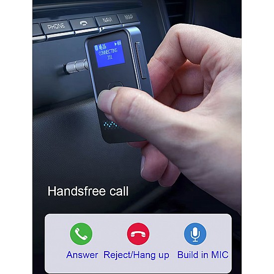 Bluetooth to AUX interface adapter for wireless music streaming and hands-free calling