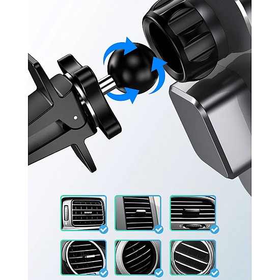 Soporte universal para teléfono móvil para rejilla de ventilación del coche con cargador inalámbrico Qi de 15 W