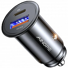 AINOPE USB-C + USB-A car charger, 12V, QC3.0 & PD3.0, 67.5W, Qualcomm, black