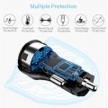 Dual USB autolader met 3.0 QC (quick charge van Qualcomm), 5.4A, 30W, zwart Dual USB autolader met 3.0 QC (quick charge van Qualcomm), 5.4A, 30W, zwart