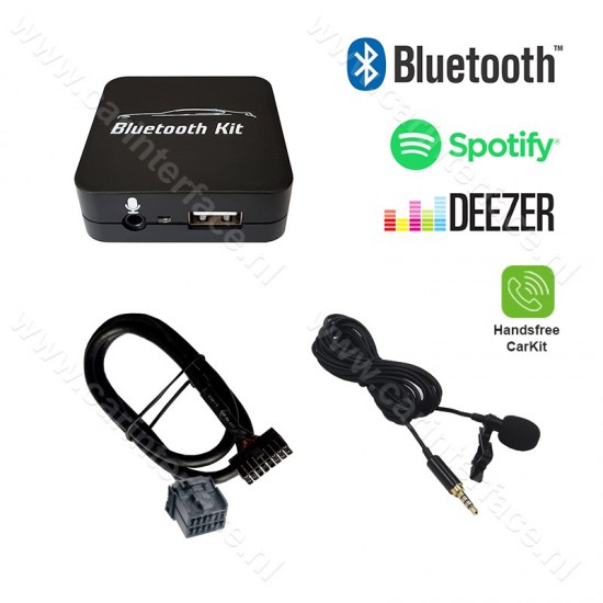 Bluetooth streamen + handsfree carkit interface / audio adapter voor Ford autoradio's Bluetooth streamen + handsfree carkit interface / audio adapter voor Ford autoradio's