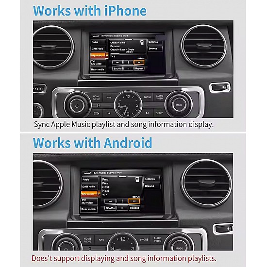 Adaptador de transmisión Bluetooth para Range Rover, Land Rover y Jaguar con interfaz USB/iPod