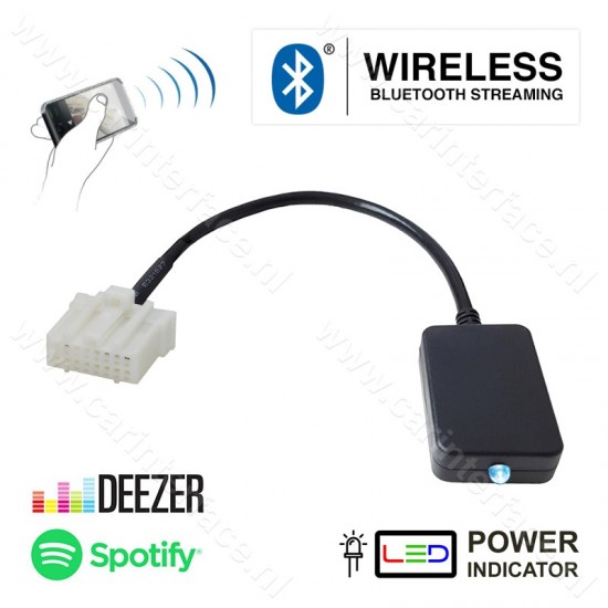 Bluetooth streaming adapter for Mazda car radios with a 16-pin AUX connection Bluetooth streaming adapter for Mazda car radios with a 16-pin AUX connection