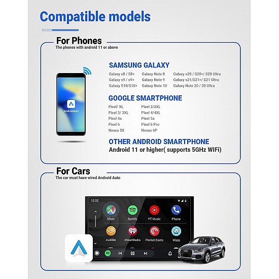 Ottocast A2AIR Pro wireless Android Auto adapter for smartphones with Android 11+