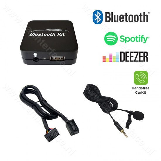 Bluetooth streamen + handsfree carkit interface / audio adapter voor Citroën autoradio's, 12-pin Bluetooth streamen + handsfree carkit interface / audio adapter voor Citroën autoradio's, 12-pin