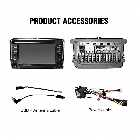 Autorradio inalámbrico Carplay / Android Auto, HD de 7", 2 DIN para Volkswagen Polo, Golf, Passat, Seat, Skoda con DAB+