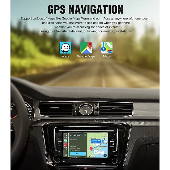 Autorradio inalámbrico Carplay / Android Auto, HD de 7", 2 DIN para Volkswagen Polo, Golf, Passat, Seat, Skoda con DAB+