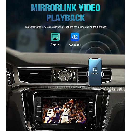 Autorradio inalámbrico Carplay / Android Auto, HD de 7", 2 DIN para Volkswagen Polo, Golf, Passat, Seat, Skoda con DAB+