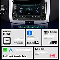 Autorradio inalámbrico Carplay / Android Auto, HD de 7", 2 DIN para Volkswagen Polo, Golf, Passat, Seat, Skoda con DAB+