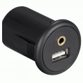 USB en AUX inbouw stekkerdoos met 2 meter verlengkabel USB en AUX inbouw stekkerdoos met 2 meter verlengkabel