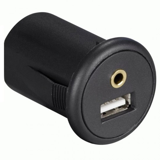 USB en AUX inbouw stekkerdoos met 2 meter verlengkabel USB en AUX inbouw stekkerdoos met 2 meter verlengkabel