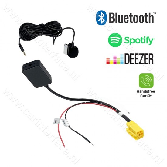 Bluetooth streamen + handsfree carkit interface / adapter voor Alfa Romeo, Fiat en Lancia autoradio's, 6-pin AUX-aansluiting