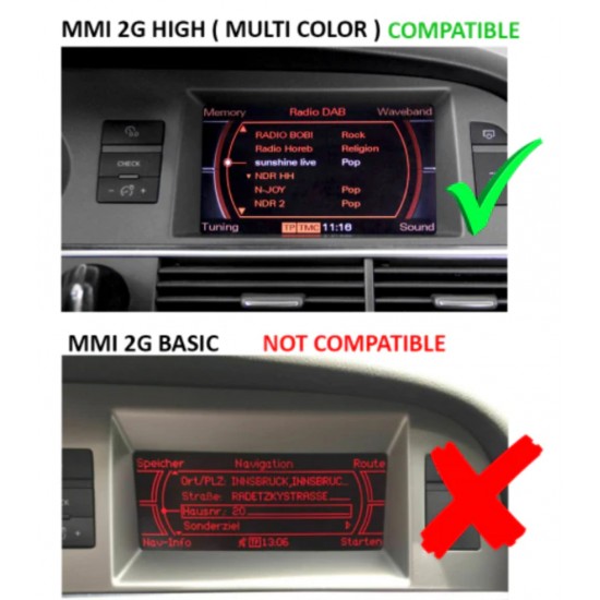 Audi CarPlay / Android Auto / Mirrorlink Interface met DSP voor Audi A4 (8K) en A5 (8T) met MMI 2G High (MOST)