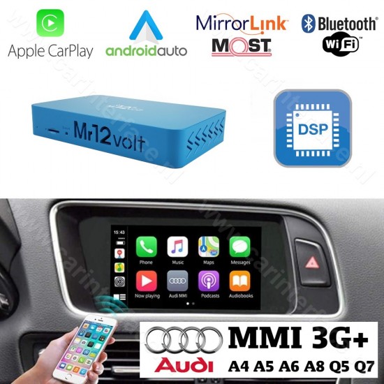 Audi CarPlay / Android Auto / Mirrorlink DSP Interface voor Audi A4 A5 A6 A8 Q5 Q7 met MMI 3G en 3G+ (MOST) Audi CarPlay / Android Auto / Mirrorlink DSP Interface voor Audi A4 A5 A6 A8 Q5 Q7 met MMI 3G en 3G+ (MOST)