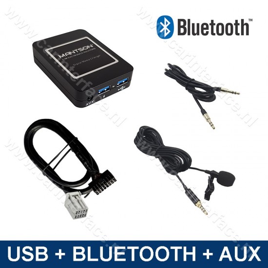 Bluetooth , USB, AUX IN, MP3 interface adapter voor Chrysler, Dodge en Jeep autoradio's (10-pin)