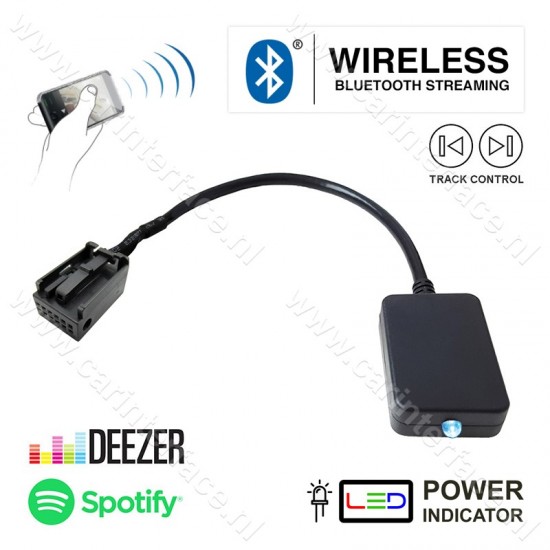 Bluetooth streaming interface / audio adapter for RD4 Citroën car radios, 12-pin connection