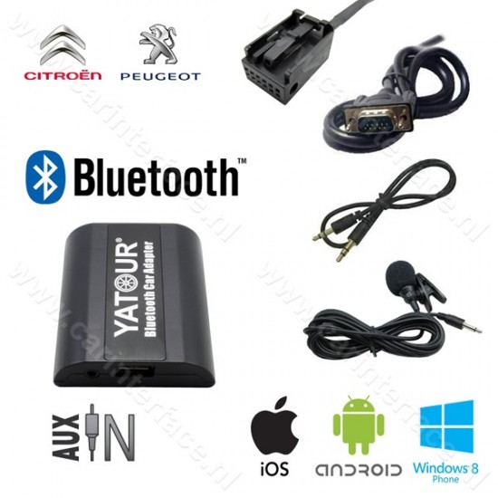 Yatour Bluetooth interface / audio adapter met AUX ingang voor Peugeot autoradio's (YT-BTA-RD4)