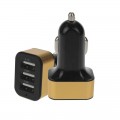 Triple USB car charger with 5.1A, black-gold