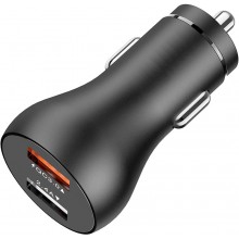 Dual USB car charger with 3.0 QC (quick charge from Qualcomm), 5.4A, 30W, black