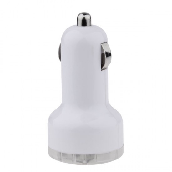 Dual USB car charger, 2.1A, white