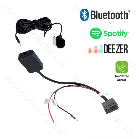 Bluetooth streaming + handsfree adapter voor o.a. Ford 5000 C, 6000 CD, 6006 CDC radio's, Mondeo, Focus, C-Max, Fiesta, Galaxy, Transit