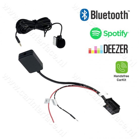 Bluetooth streamen + handsfree carkit interface / adapter voor Ford 6000CD radio's met AUX, Focus, C-Max, Mondeo, S-Max, Transit, Fiesta, Fusion