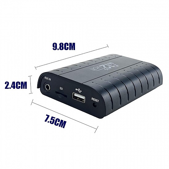 Bluetooth, MP3 USB / MicroSD, AUX input, interface adapter for PCM 2, PCM 2.1, CDR23, CDR24 Porsche radios