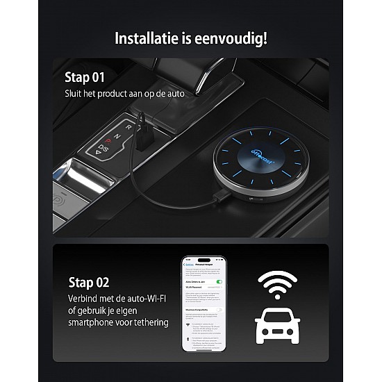 Ottocast OttoAiBox Picasou 3 Ai-Box,  Apple CarPlay / Android Auto draadloze adapter