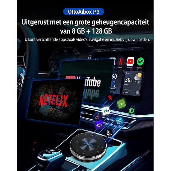 Ottocast OttoAiBox Picasou 3 Ai-Box,  Apple CarPlay / Android Auto draadloze adapter