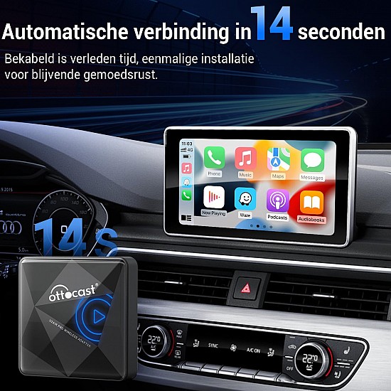 Ottocast U2AIR Pro draadloze Apple CarPlay adapter voor iOS 10+