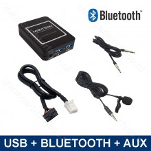 Bluetooth streamen + handsfree carkit + USB + AUX interface / adapter voor 6+6 pin Toyota autoradio's