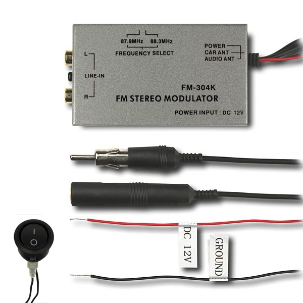 AUX IN via the universal wired FM modulator / transmitter over the antenna  cable for various car radios