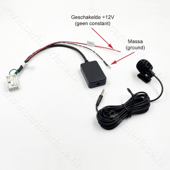 spel groep Cornwall Bluetooth naar AUX, streamen + handsfree carkit interface / adapter voor  Citroen en Peugeot autoradio (12-pin)