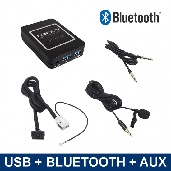 Bluetooth / USB / AUX interface / audio adapter for Audi car radios (12-pin)