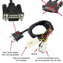 VW12D Y-kabel voor het combineren van 12-pin Yatour met een externe CD-wisselaar