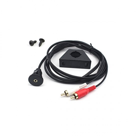 AUX inbouw / opbouw connector met 1 meter kabel naar 2x RCA male