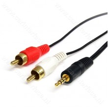 3.5mm mannetje / male naar 2x RCA mannetje / male adapter, AUX audio kabel