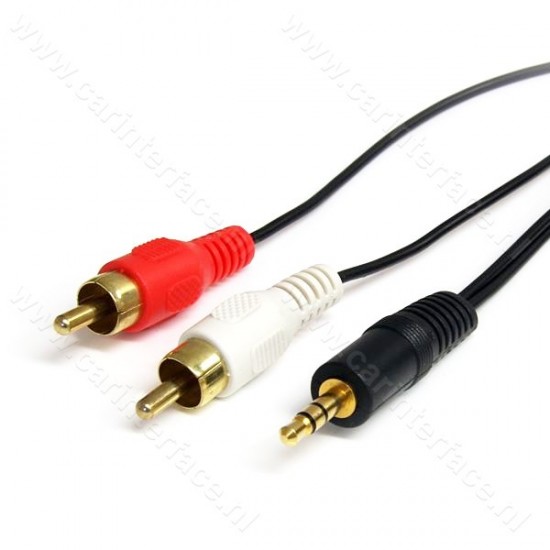 3.5mm mannetje / male naar 2x RCA mannetje / male adapter, AUX audio kabel