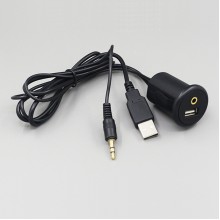 USB and AUX built-in power strip with 2 meter extension cable