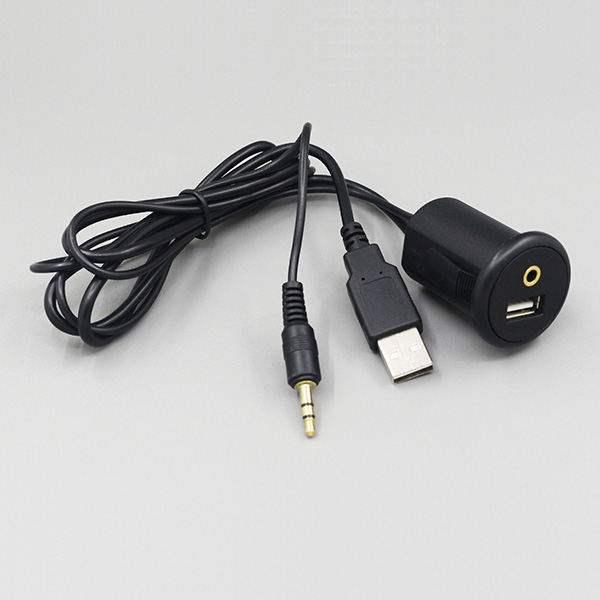 Voeding Verfijning Franje USB en AUX inbouw connector met 2 meter kabel