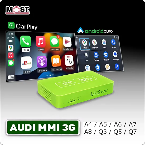 Audi CarPlay / Android Auto / Mirrorlink voor Audi A4 A5 A6 A7 A8 Q3 Q5 Q7 met MMI 3G en 3G+ (MOST)