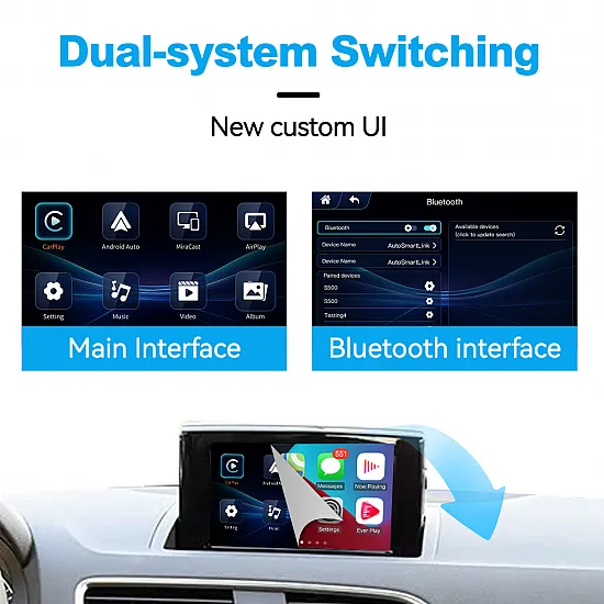 Audi CarPlay / Android Auto / Mirrorlink voor Audi A1 / Q3 met MMI 3G en RMC  (2011-2018)