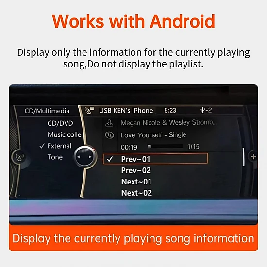 Bluetooth streaming adapter for BMW / Mini Cooper iDrive systems. Spotify, Dezzer, Pandora..
